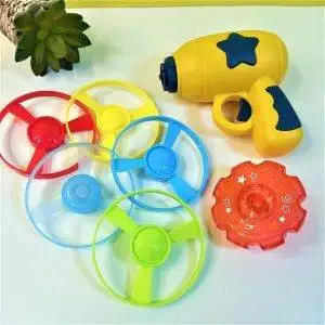 2-in-1 Flying Disc & Gyro Spinner Gun For Kids